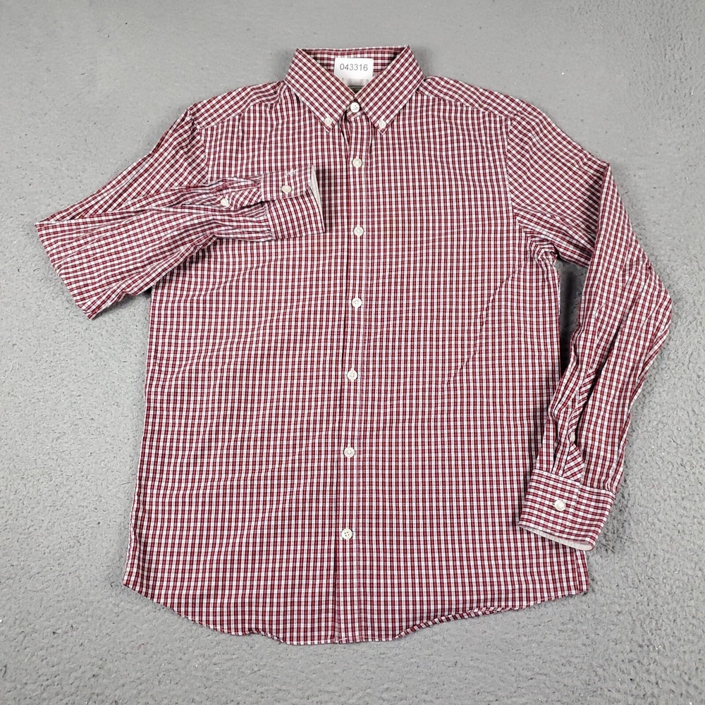 Penguin Mens Dress Shirt 15 32/33 Red Plaid Heritage Slim Fit Button Up